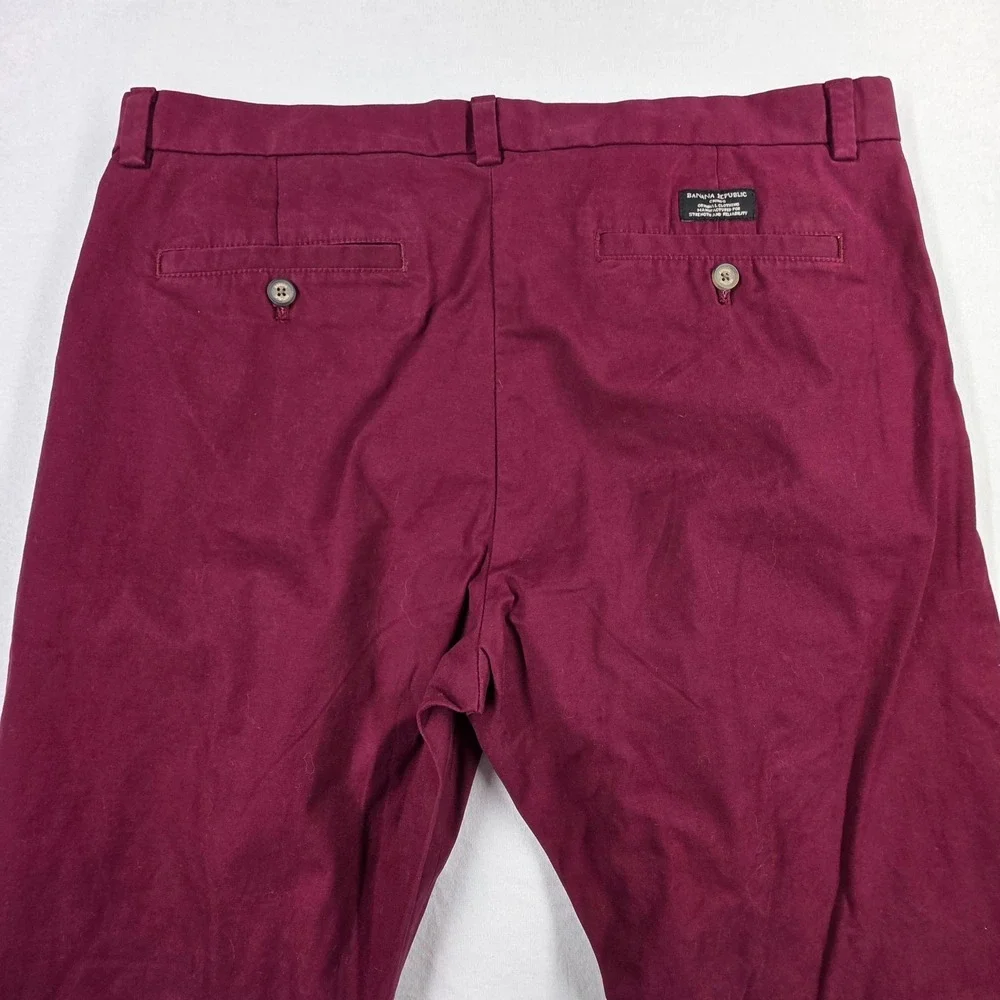 Banana Republic Fulton Skinny Chino Mens 36x30 Burgundy Maroon Flat Front Pants